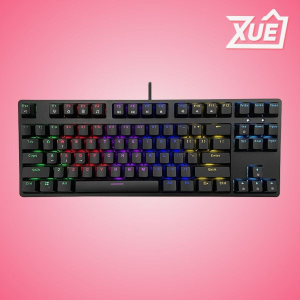 BÀN PHÍM CƠ EDRA EK387L MÀU ĐEN RED SW (USBC, RAINBOW)