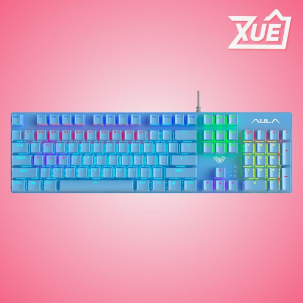 BÀN PHÍM CƠ GAMING AULA S2022 MÀU XANH DƯƠNG (BLUE SWITCH, USB, LED RAINBOW)