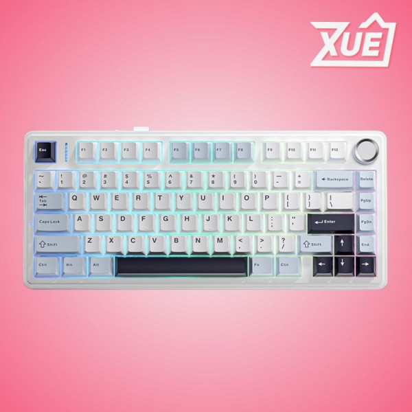 BÀN PHÍM CƠ AULA F75 ICE BLUE 3 MODE (TYPEC + 2.4G + BLUETOOTH, ICE VEIN SWITCH)