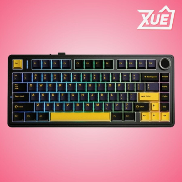 BÀN PHÍM CƠ AULA F75 (ĐEN, XANH ĐẬM, CAM), (3 MODE, GREY WOOD V3 SWITCH)