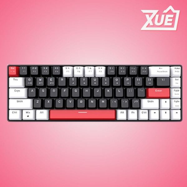 BÀN PHÍM CƠ KHÔNG DÂY EDRA EK368L WHITE BLACK RED SWITCH (BLUETOOTH, WIRELESS 2.4G)