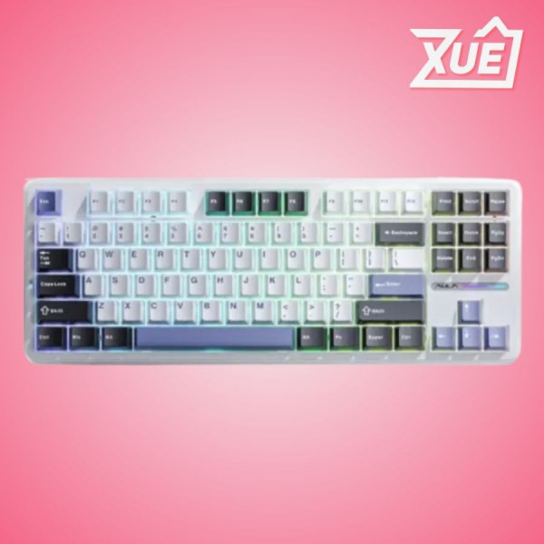 BÀN PHÍM CƠ CÓ DÂY AULA F87 ĐEN TRẮNG XANH DƯƠNG (USB, BLUE SWITCH, LED RGB)