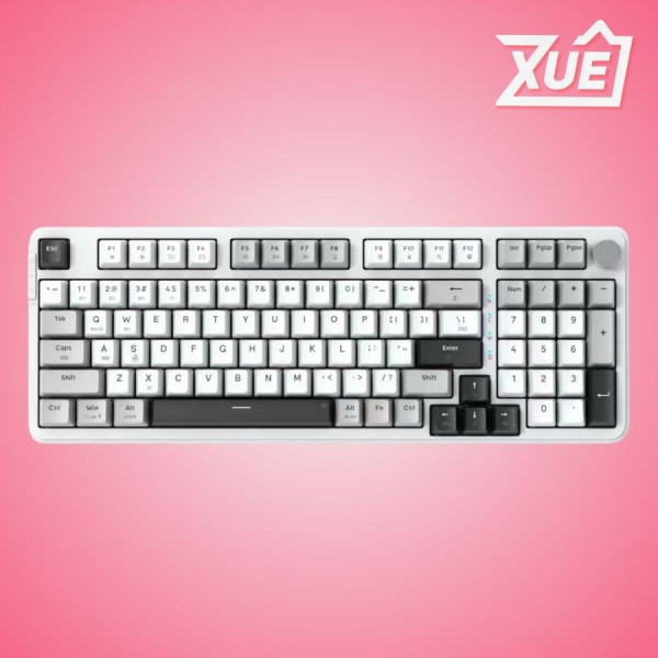 BÀN PHÍM CƠ EDRA EK398W (3 MODE,  GRAY + WHITE + BLACK,  BLUEBERRY LINEAR SWITCH)