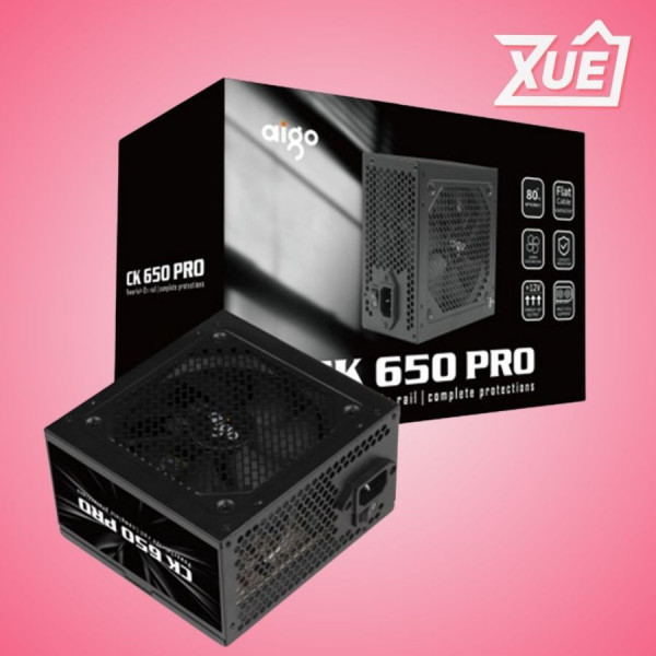 NGUỒN MÁY TÍNH AIGO CK650 PRO 80+ EFICIENCY - 650W (CÁP DẸT)