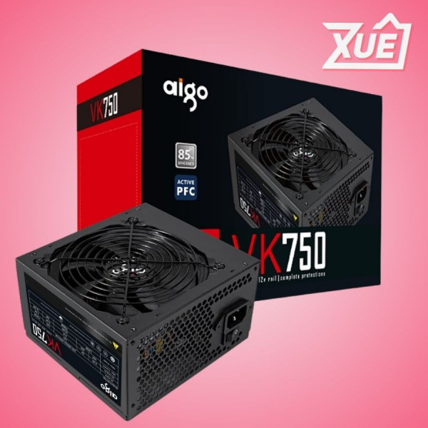 NGUỒN MÁY TÍNH AIGO VK750 - 750W (85 PLUS,  ACTIVE PFC,  SINGLE RAIL)