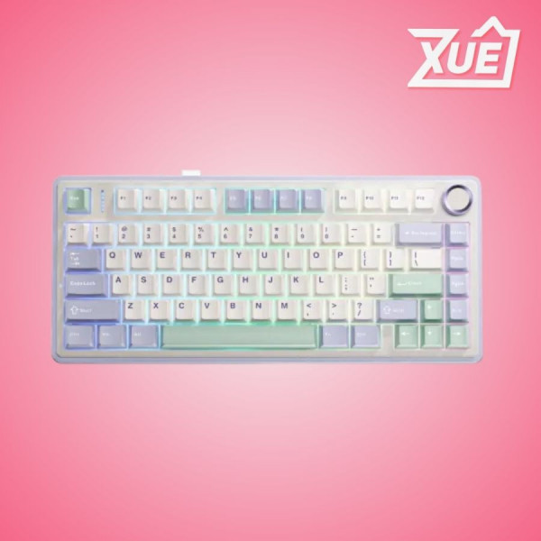 BÀN PHÍM CƠ GAMING AULA F75 ICE GREEN (3 MODE,  TÍM NHẠT + BE + XANH LÁ,  REAPER SWITCH)