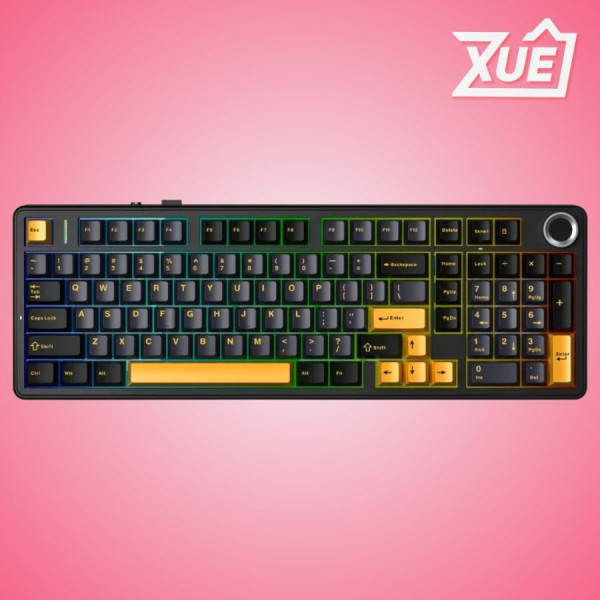 BÀN PHÍM CƠ GAMING AULA F99 PRO (3 MODE,  CÓ NÚM XOAY,  ĐEN + XANH ĐẬM + CAM,  STAR VECTOR SWITCH)
