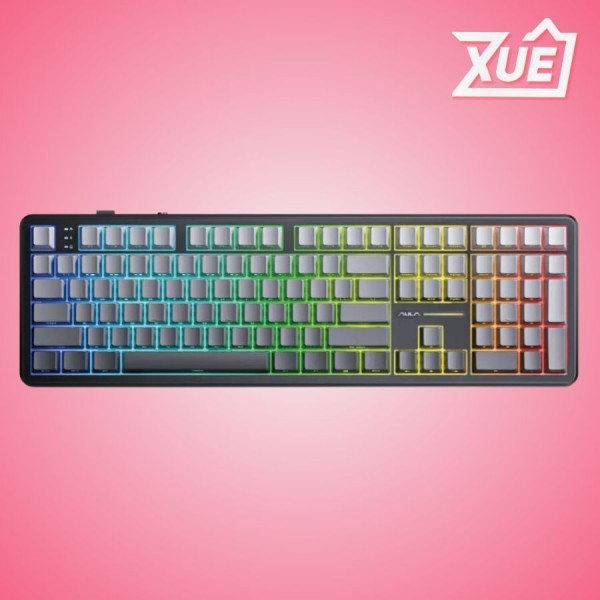 BÀN PHÍM CƠ GAMING AULA F108 (3 MODE,  XÁM + ĐEN GRADIENT,  NIMBUS SWITCH)
