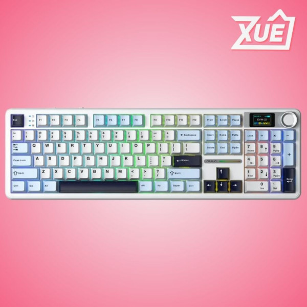 BÀN PHÍM CƠ GAMING AULA F108 PRO (3 MODE,  XANH DƯƠNG + TRẮNG + TÍM ĐẬM,  REAPER SWITCH)