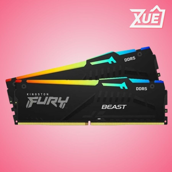 RAM DESKTOP KINGSTON FURY BEAST RGB 32GB 6000MHZ DDR5 (2X16GB) KF560C36BBE2AK2-32WP