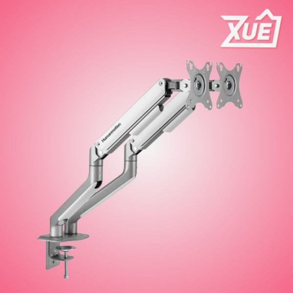 GIÁ ĐỠ 2 MÀN HÌNH HUMANMOTION T6 PRO DUAL 2025 HPW-T6P.DUAL.2025-SLV TRẮNG XÁM (17- 32 INCH)