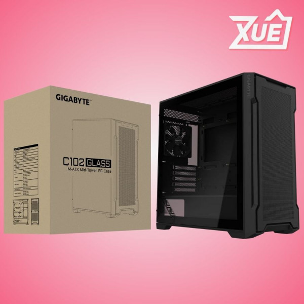 VỎ CASE GIGABYTE AORUS C102 GLASS ( MATX, 2 FAN, MÀU ĐEN)