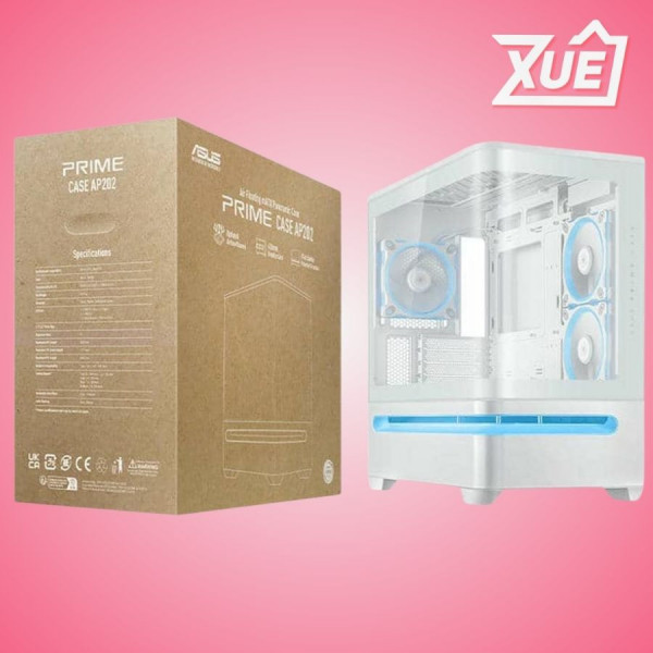 VỎ MÁY TÍNH ASUS PRIME AP202 TG WHITE (KHÔNG QUẠT)
