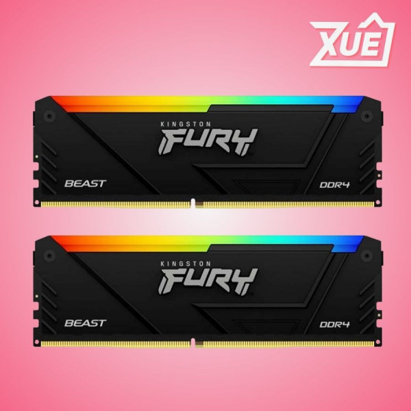 RAM KINGSTON FURY BEAST RGB 64GB (2X32GB) DDR4 3200MHZ (KF432C16BB2AK2/64)