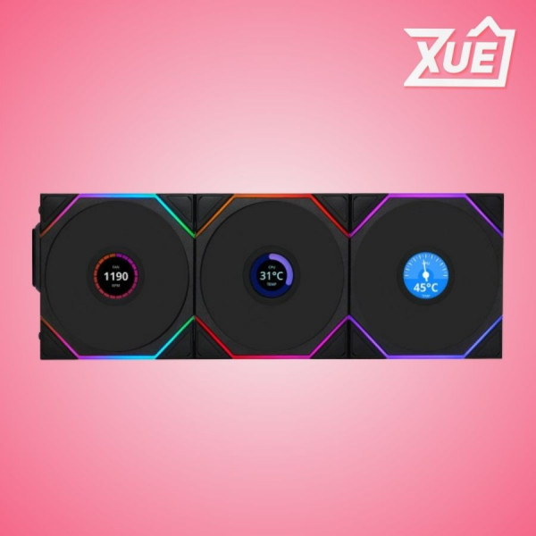 QUẠT TẢN NHIỆT LIAN LI TL LCD REVERSE WIRELESS 120-3 BLACK (12RTLLCD1W3B)