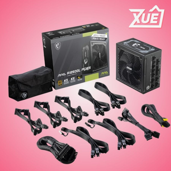 NGUỒN MÁY TÍNH MSI MAG A1250GL - 1250W GOLD ( ATX 3.1, PCIE 5.1, FULL MODULLAR)