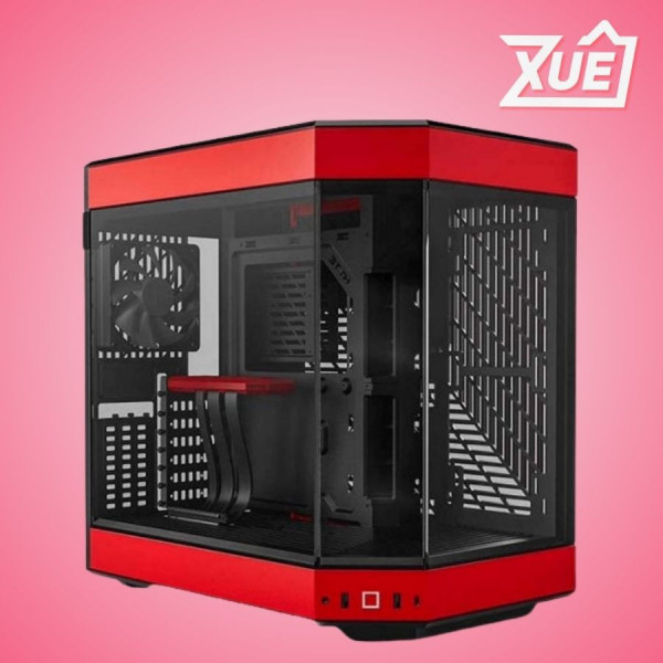 VỎ CASE HYTE Y60 BLACK/RED ( 3 FAN - PCIE 4.0 RISER CABLE - MID TOWER ) 