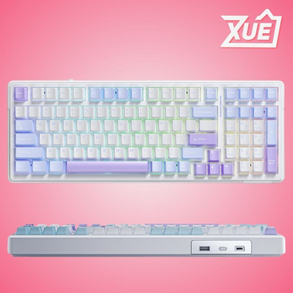 BÀN PHÍM CƠ AULA F99 3 MODE STARRY CLOUD GREY WOOD V3 SWITCH