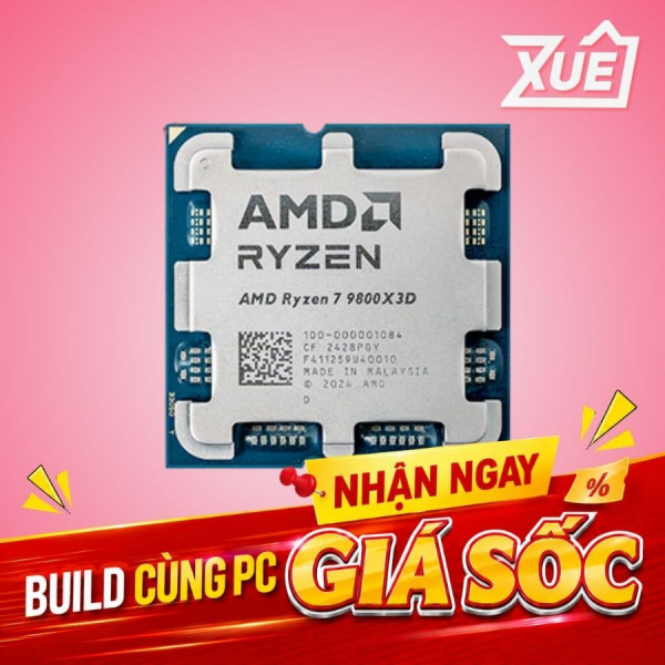 BỘ VI XỬ LÝ AMD RYZEN 7 9800X3D (4.7GHZ UP TO 5.2GHZ/104MB/8 CORES 16 THREADS/120W/SOCKET AM5) - TRAY