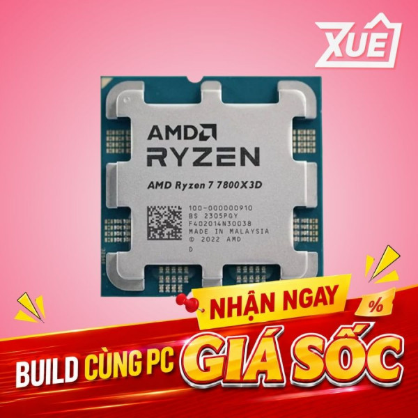 BỘ VI XỬ LÝ AMD RYZEN 7 7800X3D | 4.2 GHZ (5.0GHZ MAX BOOST) | 104MB CACHE | 8 CORES, 16 THREADS | 120W | SOCKET AM5 - TRAY