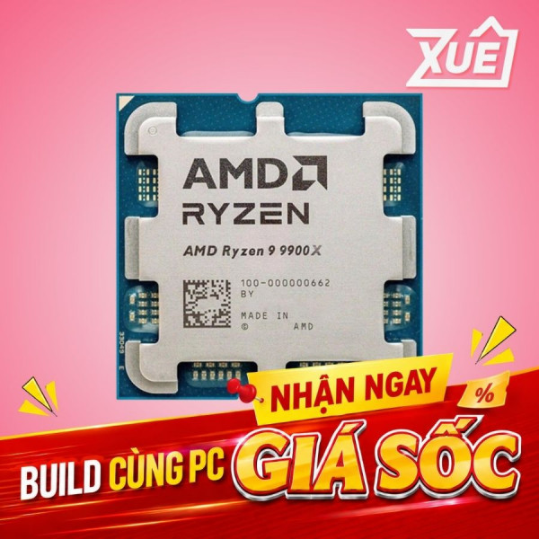 CPU AMD RYZEN 9 9900X - TRAY (4.4 GHz Upto 5.6GHz / 78MB / 16 Cores, 24 Threads / 120W / Socket AM5)