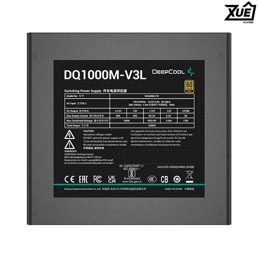 NGUỒN MÁY TÍNH DEEPCOOL DQ1000M-V3L 1000W 80PLUS GOLD (FULL MODULAR)