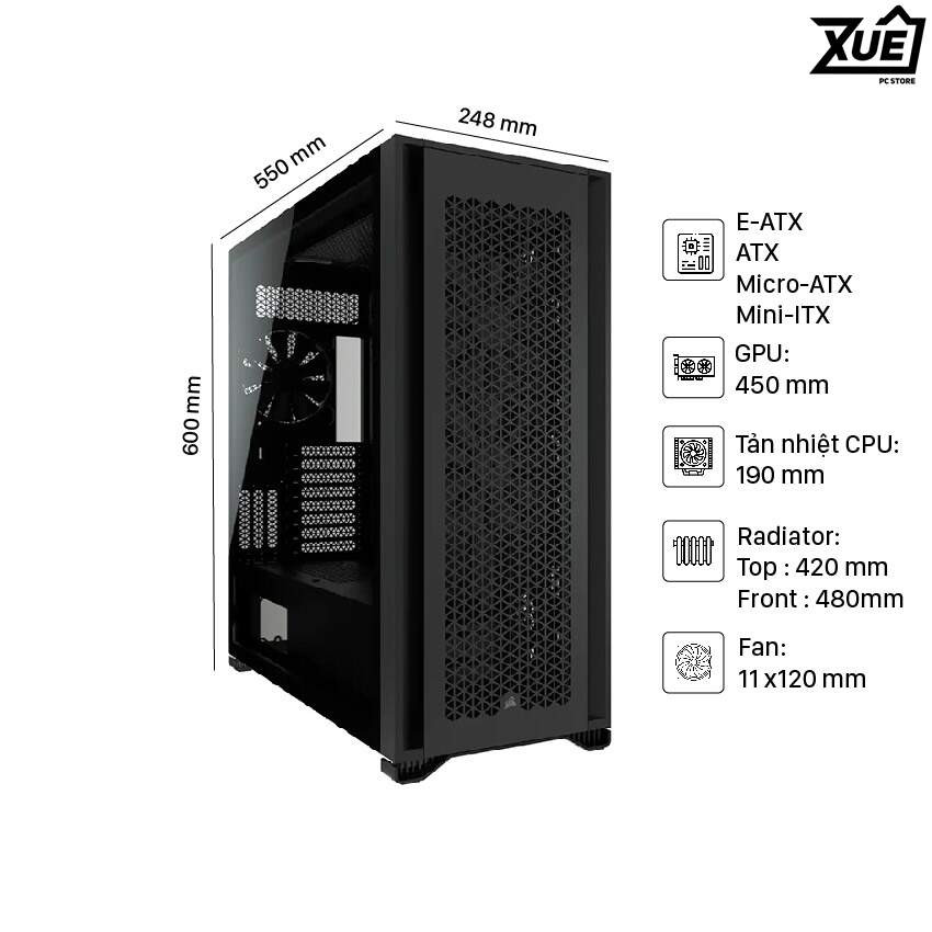 VỎ MÁY TÍNH CORSAIR 7000D AIRFLOW TG BLACK