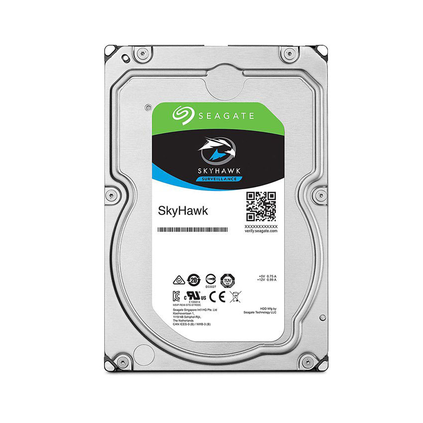 Ổ CỨNG HDD SEAGATE SKYHAWK 8TB 3.5 INCH, 5400RPM, SATA3, 256MB CACHE/ SATA 6GB/S/RV SENSOR (ST8000VX009)