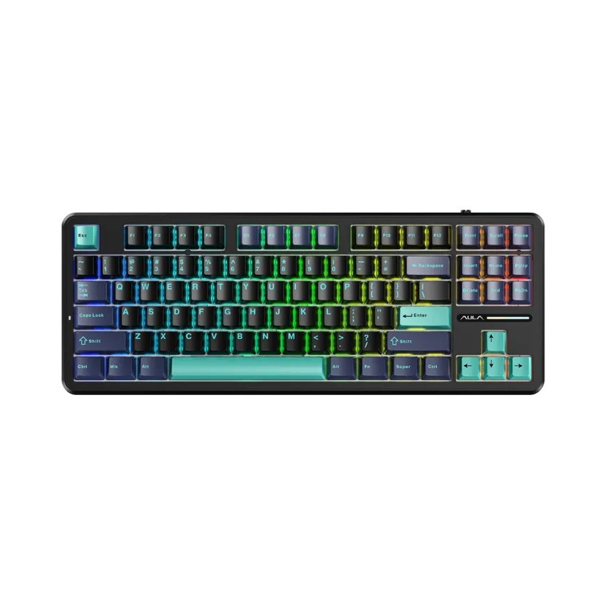 BÀN PHÍM CƠ GAMING AULA F87/F87 PRO (3 MODE/XANH ĐẬM+ĐEN+XANH CỔ VỊT/GREY WOOD V4 SWITCH)